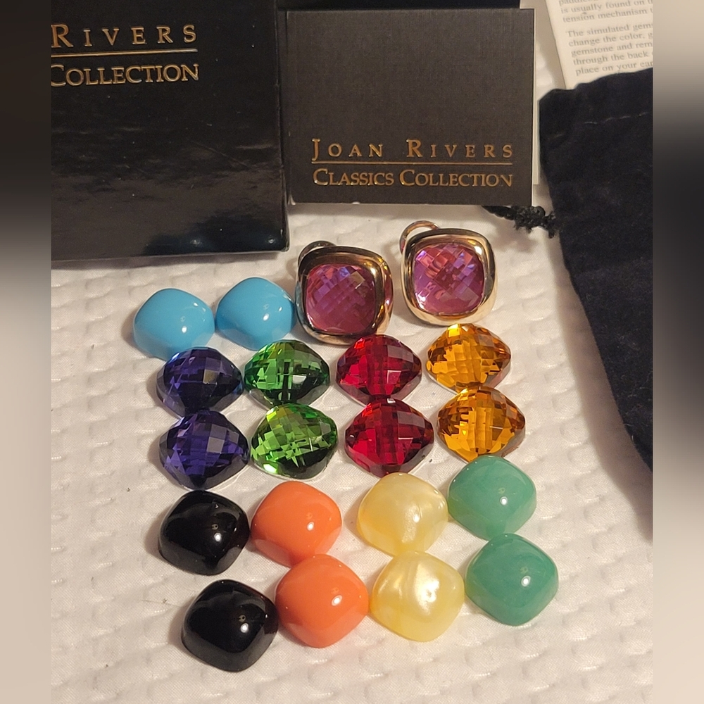 Vintage Joan Rivers Interchangeable Earrings Silver Tone Saddleback